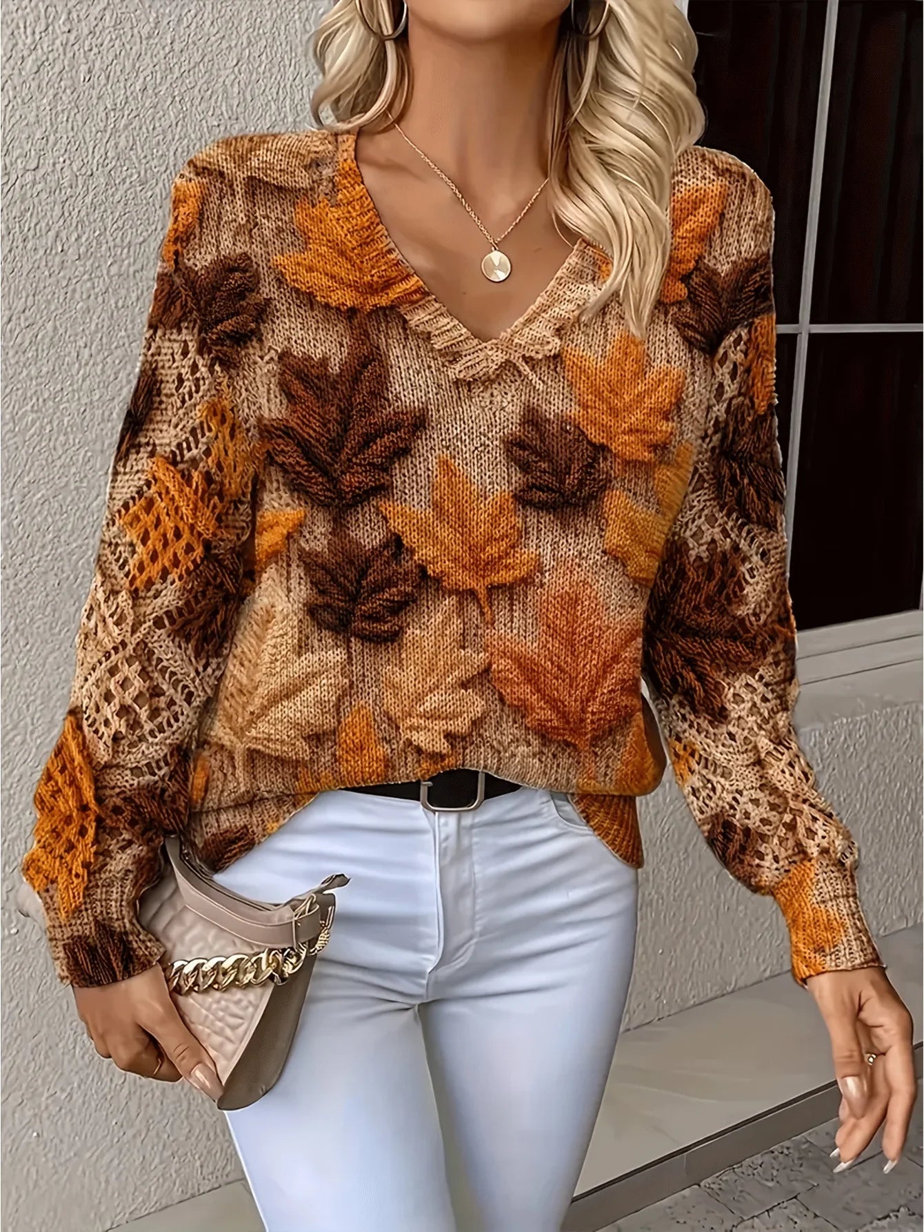 Bohemian Floral Print Sweater